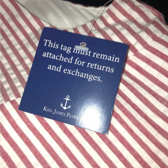 Kiel James Patrick Dress Red White Stripe Lined Back Zip 14 Seersucker Pockets - Picture 3 of 12